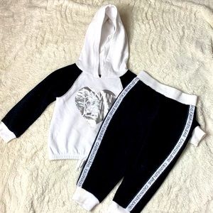 Calvin Klein Toddler Girls Logo-Waist Hoodie Sweatsuit Set 24M